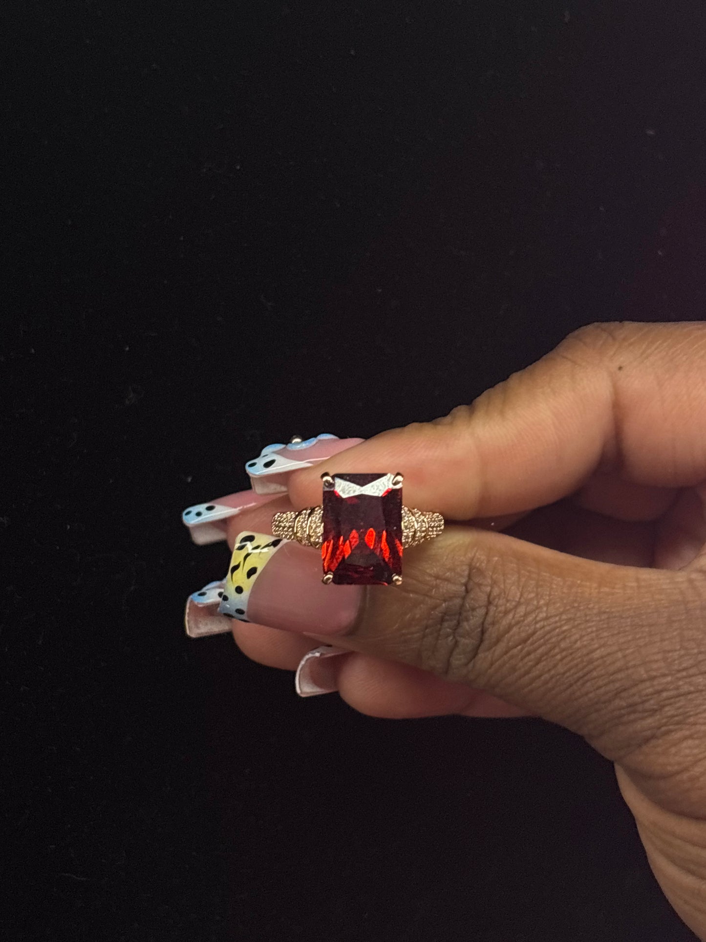 Ruby Red Rectangular Ring