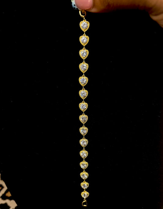 14k Gold Heart Bracelet - 7"