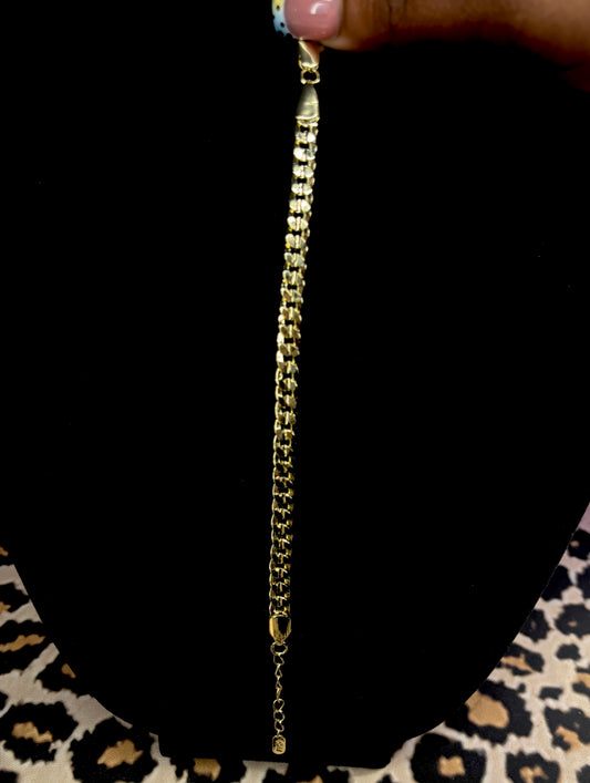 14k Gold Thin Cuban Bracelet - 8"