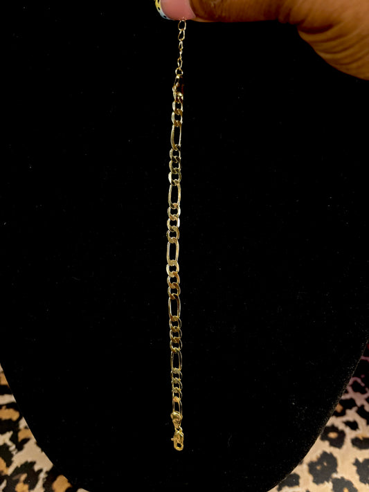 14k Gold Figaro Bracelet - 8"
