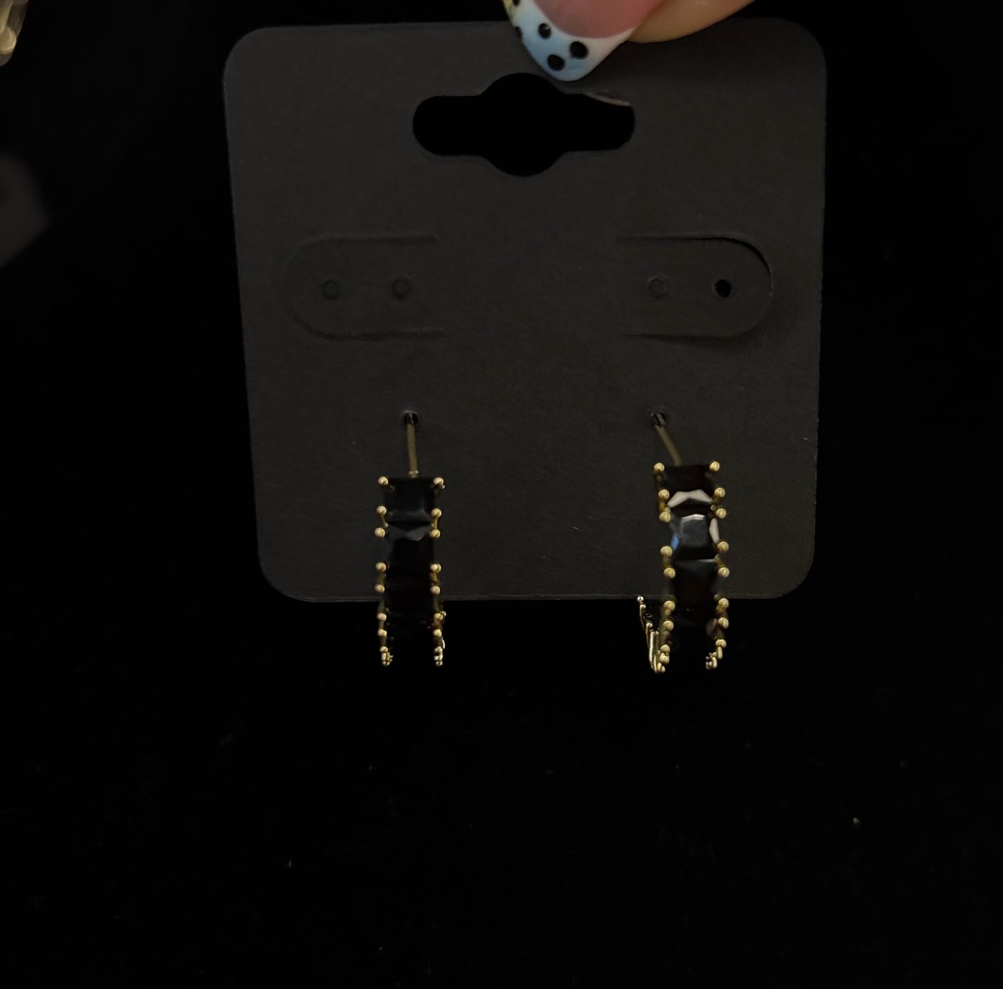 Black Mini Studded Hoops