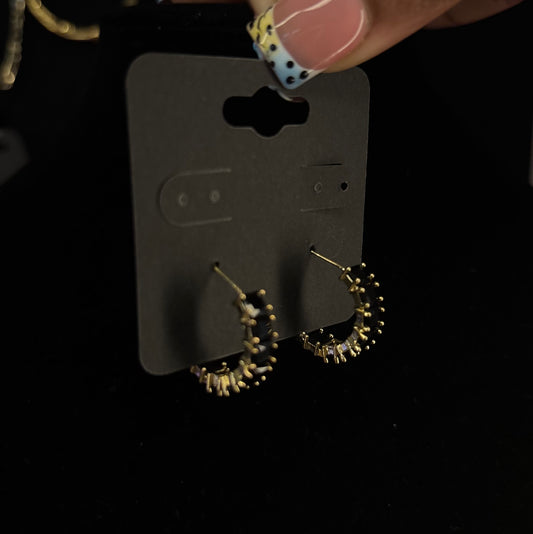 Black Mini Studded Hoops